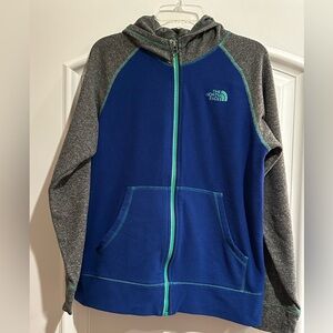 The North Face Blue Gray and Green Fleece Jacket Boys Size L 14-16